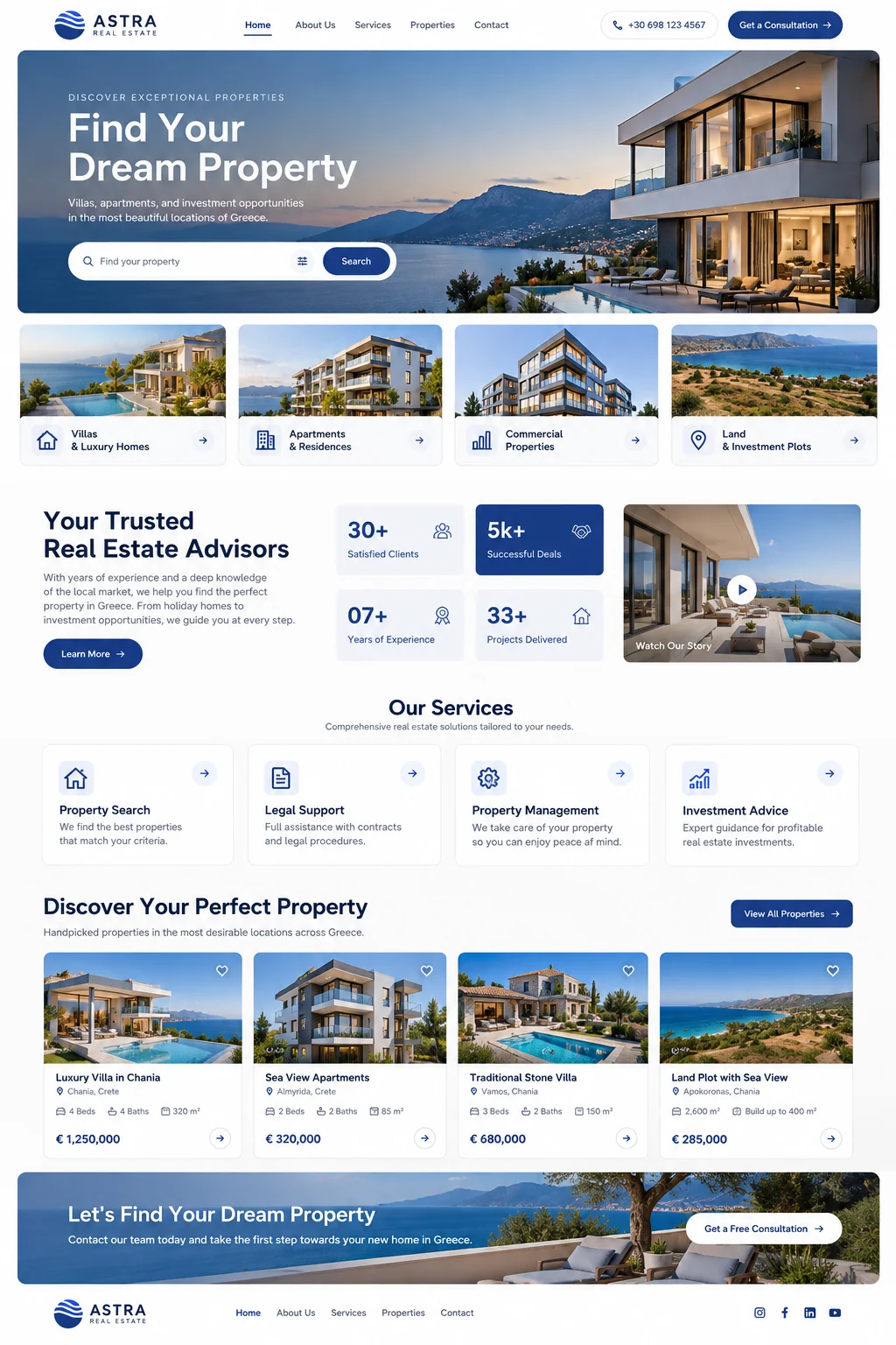 ASTRA Real Estate website design